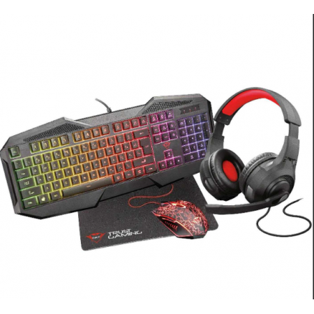 Combo 4 em1 Teclado + Rato + Tapete + Headset Trust